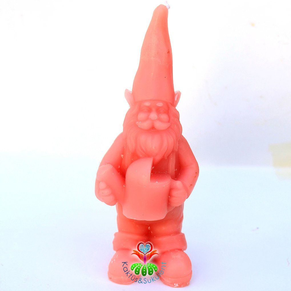 Dekoratif Bahçivan Figür Mum - 3 Farklı Renk Seçeneği - 15x5x5 cm Boyutlu Pembe