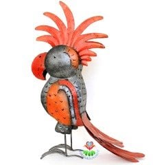 El Yapımı Metal Papağan, Dekoratif Sanat Ürünü 43*12*26 cm Ebatlarında