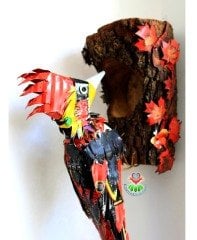 Metal Ağaçkakan El Yapımı Sanat Ürünü, 47*16*23 cm Ebatlarında