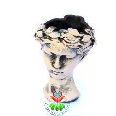 Antik Helen Kafası Büst Saksı Beton-6 cm Çap Hazneli-10 cm Yükseklik