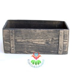 Eskitme Gri Renk Dikdörtgen Saksı-Orkide ve Aranjmanlar İçin İdeal,30x20x20 Boyutu-Obje, Biblo Suku